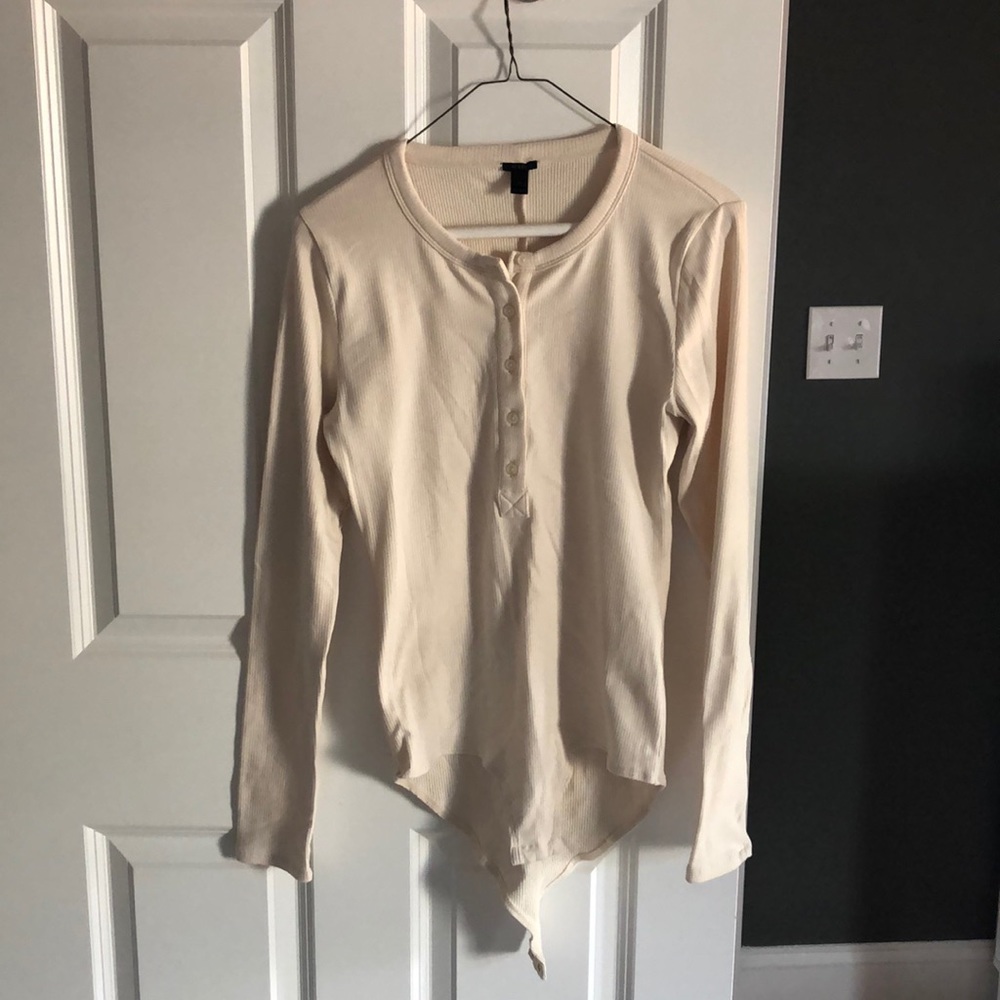 J Crew ribbed Henley bodysuit in ivory
